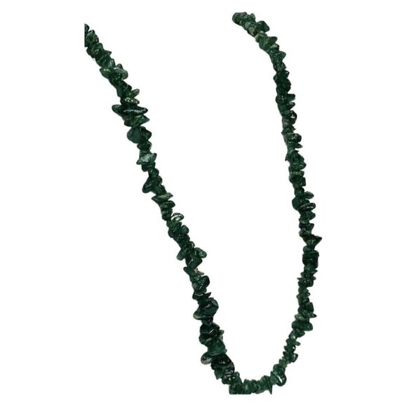 Green Malachite Chip Long Layering Necklace 32” Bohemian Boho  Natural Stone - Picture 5 of 16